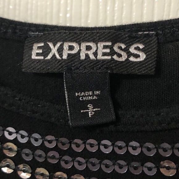 Express Sleeveless Top Size Small Black With Silver Sequins and Beads - Picture 6 of 10
